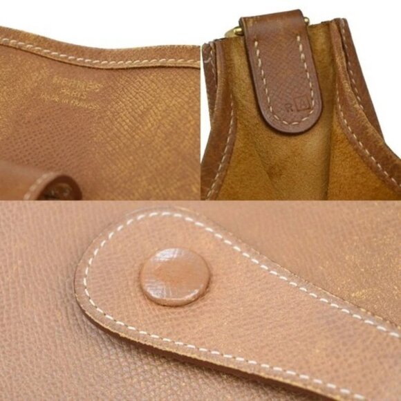 HERMES Evelyne GM Shoulder Bag Square A Courchevel Leather Brown GHW 600RF738 - Picture 13 of 13
